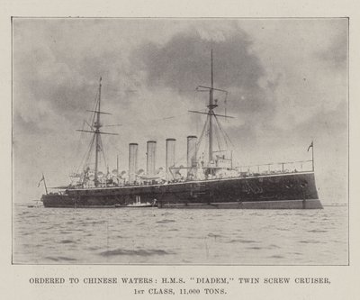 Ordenado a aguas chinas, HMS Diadem, crucero de doble hélice, 1ª clase, 11,000 toneladas de English Photographer