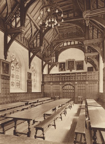 Oxford: Oriel College, The Hall (foto en blanco y negro) de English Photographer