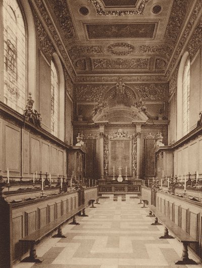 Oxford: Trinity College, interior de la capilla, mirando al este (foto b/n) de English Photographer