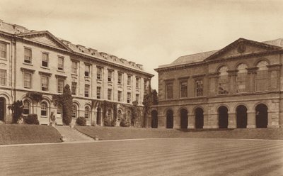 Oxford: Worcester College, La biblioteca del siglo XVIII y el lado norte del cuadrilátero (foto b/n) de English Photographer