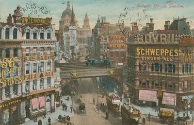 Ludgate Circus, Londres (foto coloreada a mano) de English Photographer