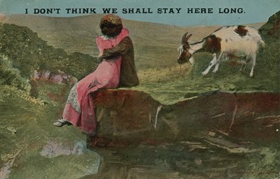 Postal de amantes en un acantilado, enviada en 1913 de English Photographer