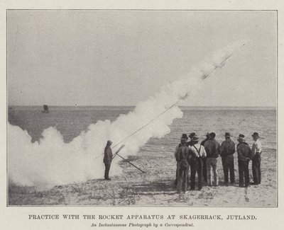 Práctica con el aparato de cohetes en Skagerrack, Jutlandia de English Photographer