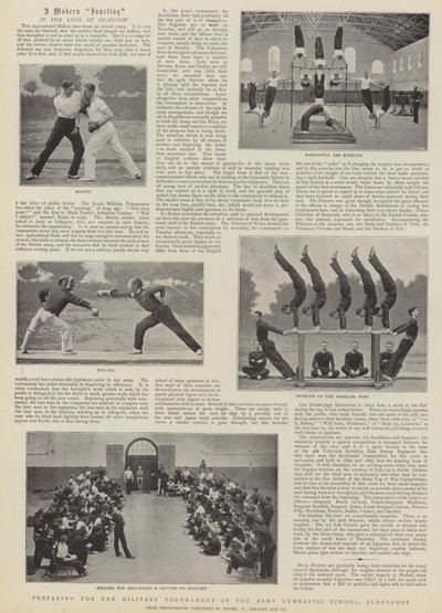 Preparativos para el torneo militar en la Escuela de Gimnasia del Ejército, Aldershot de English Photographer