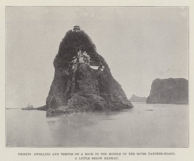 Residencia de sacerdotes y templo en una roca en medio del río Yangtse-Kiang, un poco más abajo de Hankau de English Photographer
