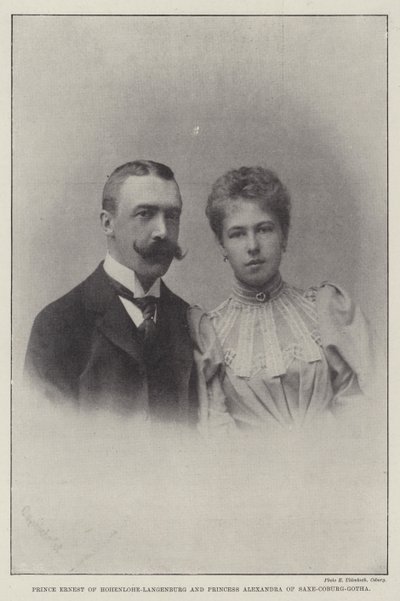 Príncipe Ernesto de Hohenlohe-Langenburg y Princesa Alexandra de Sajonia-Coburgo-Gotha de English Photographer