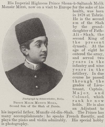 Príncipe Malik Mansur Mirza, segundo hijo del Shah de Persia de English Photographer