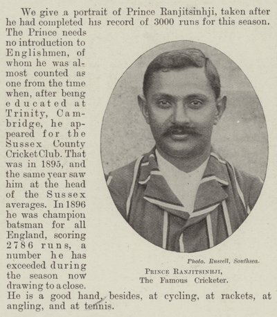 Príncipe Ranjitsinhji, el Famoso Jugador de Críquet de English Photographer