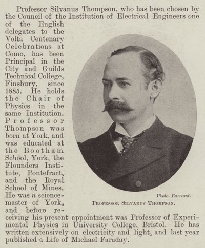 Profesor Silvanus Thompson de English Photographer