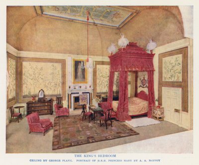 Casa de muñecas de la Reina María: El dormitorio del Rey (foto coloreada) de English Photographer
