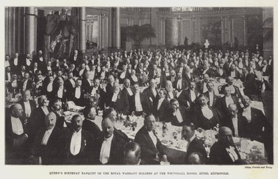 Banquete de cumpleaños de la Reina de los titulares de la orden real en las Salas de Whitehall, Hotel Metropole de English Photographer