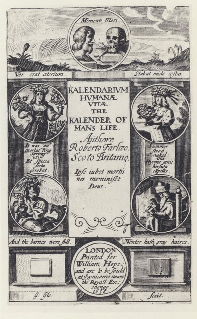 R Farley, Kalendarium humanae vitae, W Hope 1638 de English Photographer