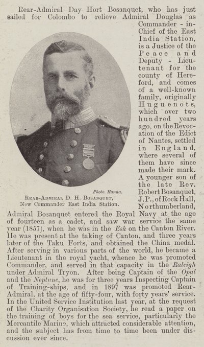 Contraalmirante D H Bosanquet, nuevo comandante de la estación de India Oriental de English Photographer