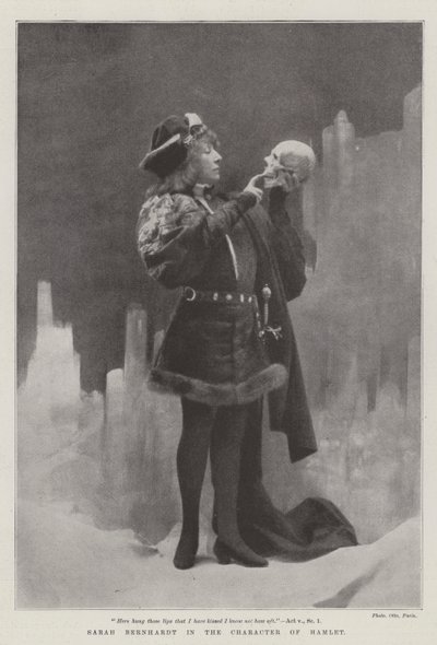 Sarah Bernhardt en el personaje de Hamlet de English Photographer