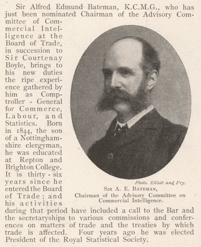Sir A E Bateman, presidente del Comité Asesor de Inteligencia Comercial de English Photographer