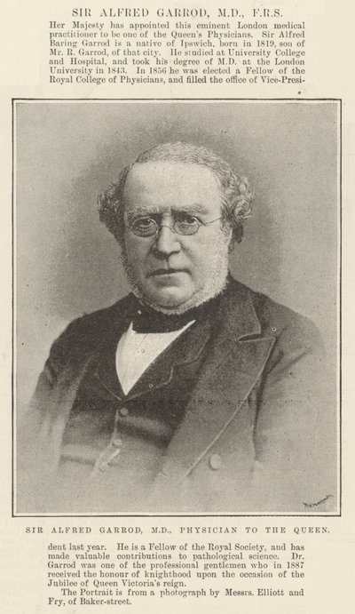 Sir Alfred Garrod, MD, FRS de English Photographer