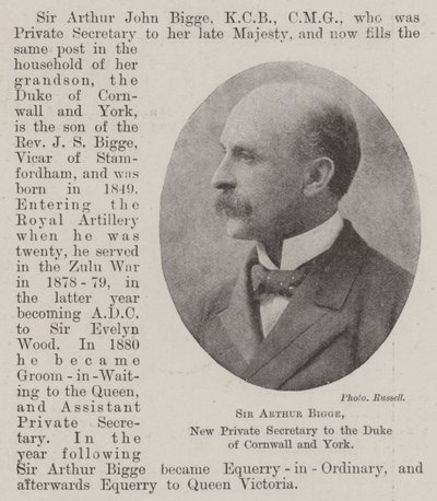 Sir Arthur Bigge, nuevo Secretario Privado del Duque de Cornualles y York de English Photographer