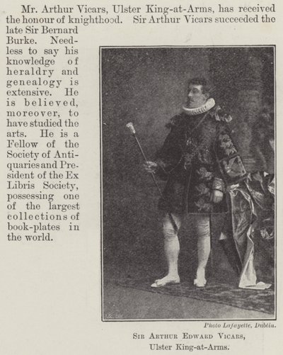 Sir Arthur Edward Vicars, Rey de Armas de Ulster de English Photographer