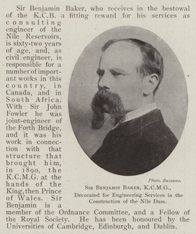 Sir Benjamin Baker, KCMG, condecorado por servicios de ingeniería en la construcción de la presa del Nilo de English Photographer