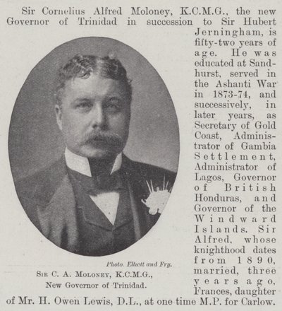 Sir C A Moloney, KCMG, Nuevo Gobernador de Trinidad de English Photographer