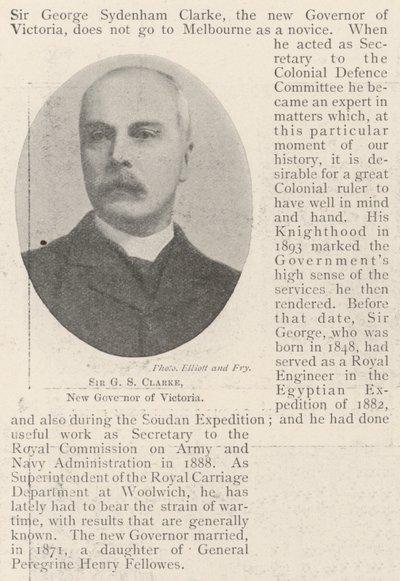 Sir G S Clarke, Nuevo Gobernador de Victoria de English Photographer