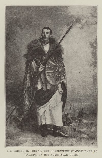 Sir Gerald H. Portal, el comisionado del gobierno en Uganda, con su vestido abisinio de English Photographer