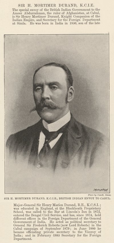Sir H Mortimer Durand, KCIE, Enviado Británico a Kabul de English Photographer