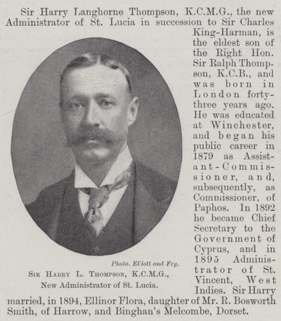 Sir Harry L Thompson, KCMG, Nuevo Administrador de Santa Lucía de English Photographer