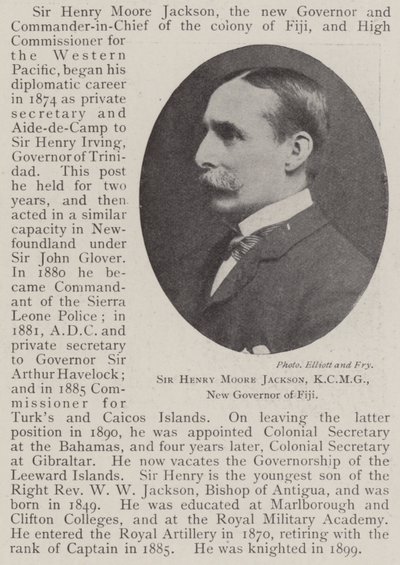 Sir Henry Moore Jackson, KCMG, nuevo gobernador de Fiji de English Photographer