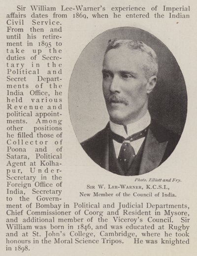 Sir W Lee-Warner, KCSI, nuevo miembro del Consejo de la India de English Photographer