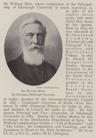 Sir William Muir, ex-principal de la Universidad de Edimburgo de English Photographer