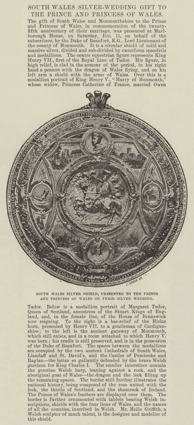 Escudo de plata de Gales del Sur, presentado al Príncipe y la Princesa de Gales en su boda de plata de English Photographer