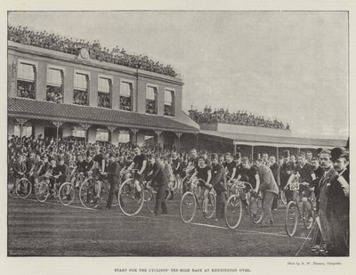 Inicio de la carrera de diez millas para ciclistas en Kennington Oval de English Photographer