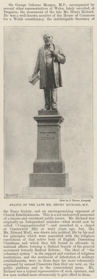 Estatua del difunto Sr. Henry Richard, MP de English Photographer