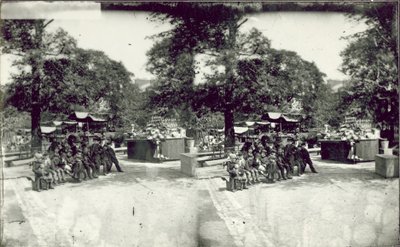 Imagen estereoscópica de los puestos de St Jamess Park de English Photographer