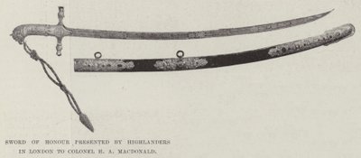 Espada de honor presentada por los Highlanders en Londres al Coronel H A MacDonald de English Photographer