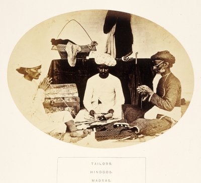 Sastres, Hindúes, Madrás, de The People of India, por J. Forbes Watson, publicado en 1868 de English Photographer