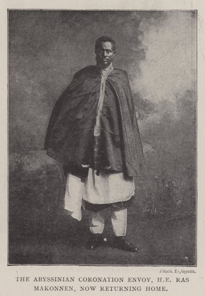 El enviado de la coronación abisinio, HE Ras Makonnen, ahora regresando a casa, 1902 de English Photographer