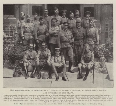 El desacuerdo anglo-ruso en Tientsin, General Gaselee, Mayor General Barrow y oficiales del estado mayor de English Photographer