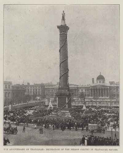 El aniversario de Trafalgar, decoración de la columna de Nelson en Trafalgar Square de English Photographer