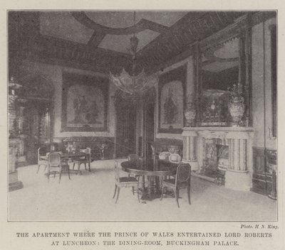El apartamento donde el príncipe de Gales entretuvo a Lord Roberts en el almuerzo, el comedor, Palacio de Buckingham de English Photographer