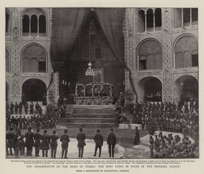 El Asesinato del Shah de Persia, el Cuerpo en Estado en el Palacio Imperial de English Photographer