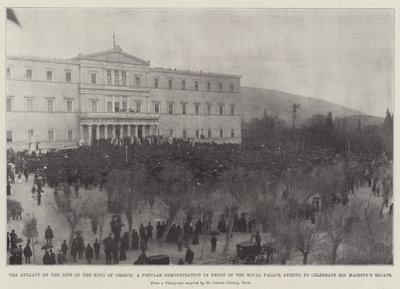 El Intento de Asesinato del Rey de Grecia, una Demostración Popular frente al Palacio Real, Atenas, para celebrar la Escapada de Su Majestad de English Photographer