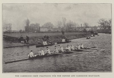 El Equipo de Cambridge practicando para la Carrera de Botes de Oxford y Cambridge de English Photographer