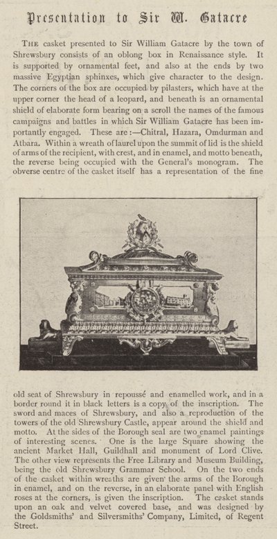 El Cofre presentado a Sir William Gatacre por la Ciudad de Shrewsbury de English Photographer