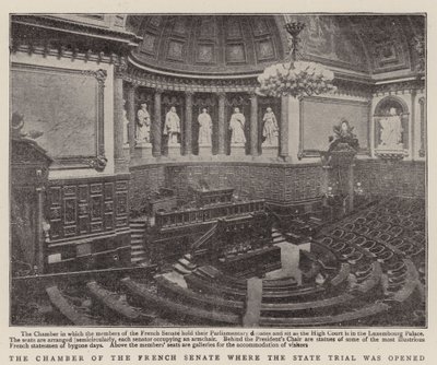 La Cámara del Senado Francés donde se abrió el juicio estatal de English Photographer