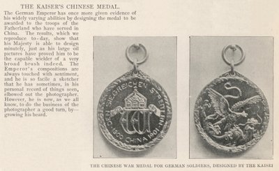 La Medalla de la Guerra China para Soldados Alemanes, Diseñada por el Kaiser de English Photographer