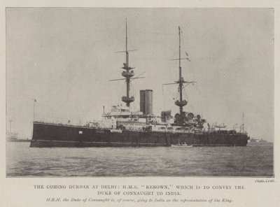 El próximo Durbar en Delhi, HMS Renown, que llevará al duque de Connaught a la India de English Photographer