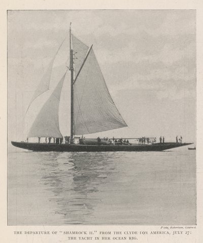 La Partida del Shamrock II del Clyde hacia América, 27 de Julio, el Yate en su Aparejo Oceánico de English Photographer