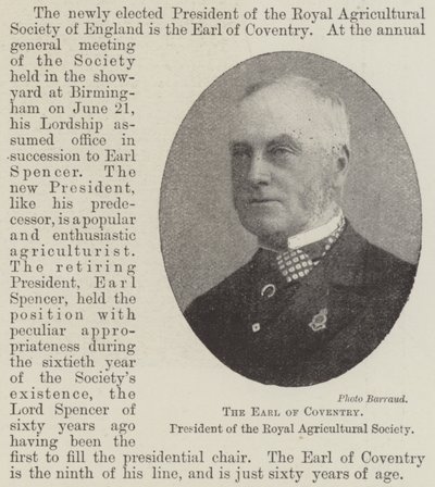 El Conde de Coventry, Presidente de la Sociedad Real de Agricultura de English Photographer